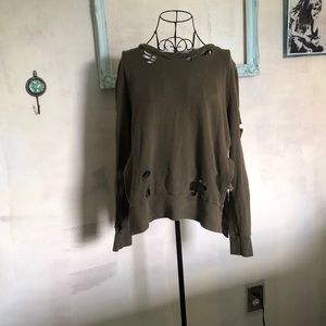 PAM & GELA 100% cotton ripped sweatshirt size M.